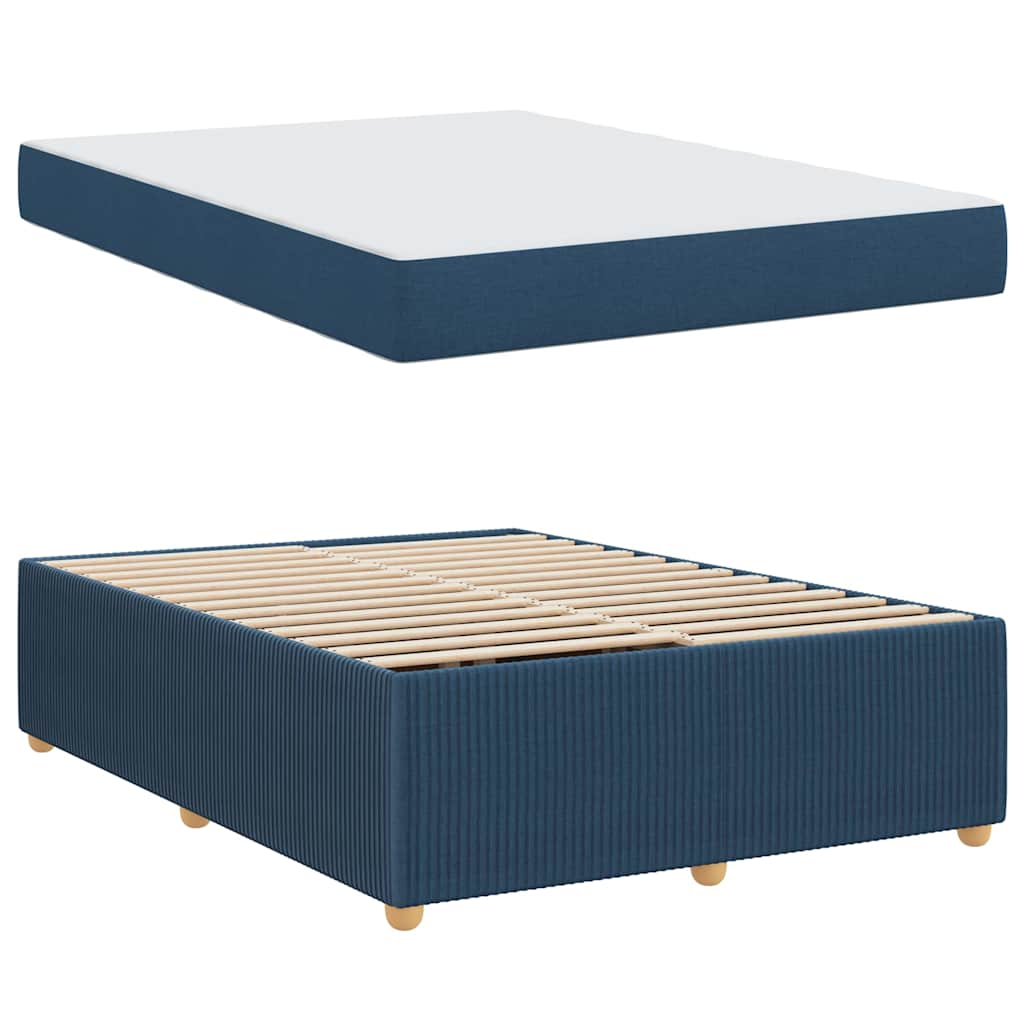 Struttura del letto con materasso Blu 160 x 200 cm Tessuto | homemem39
