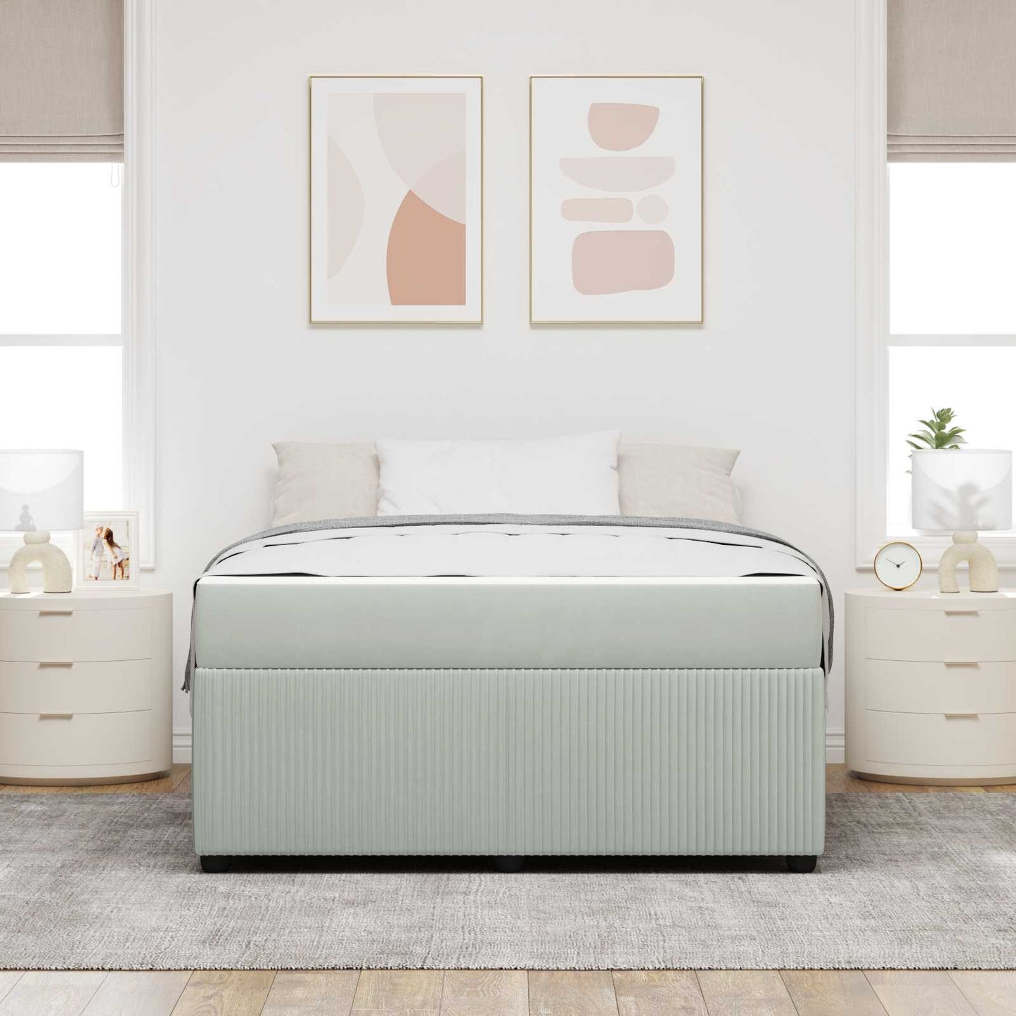 Struttura del letto Grigio chiaro 160 x 200 cm Tessuto
