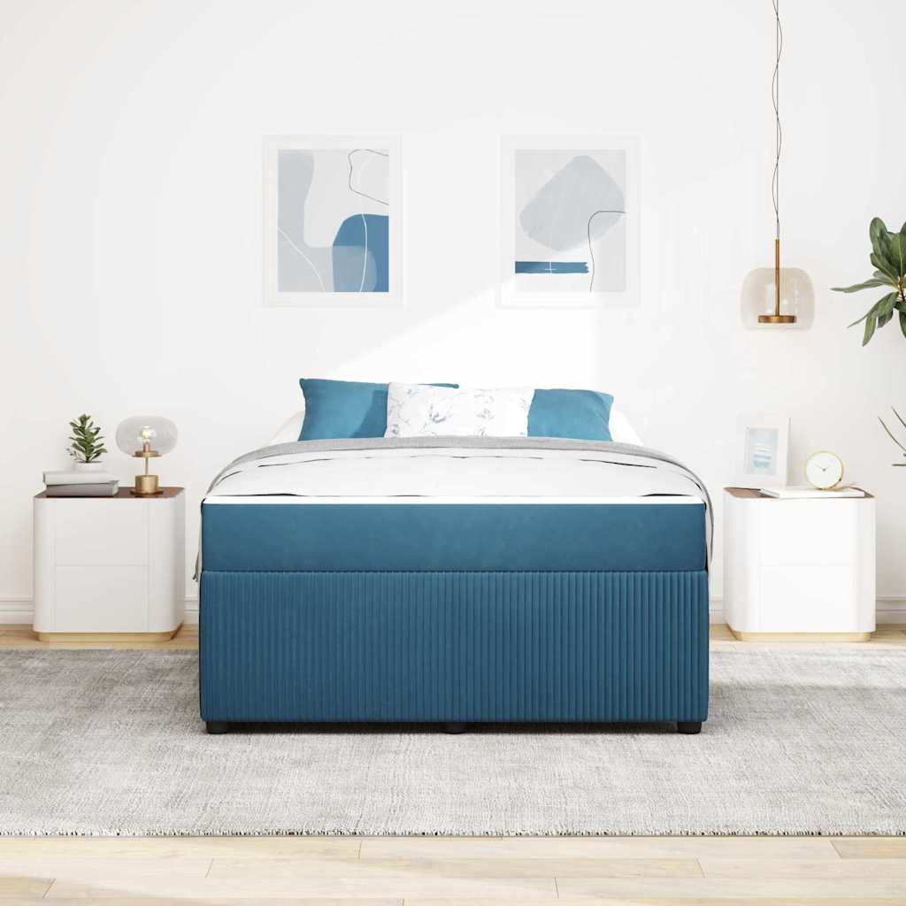 Struttura del letto con materasso Blu 160 x 200 cm Tessuto | homemem39
