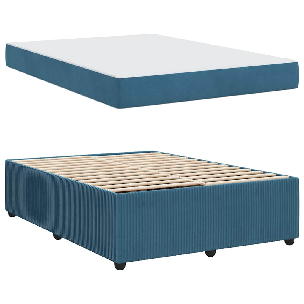 Struttura del letto con materasso Blu 160 x 200 cm Tessuto | homemem39