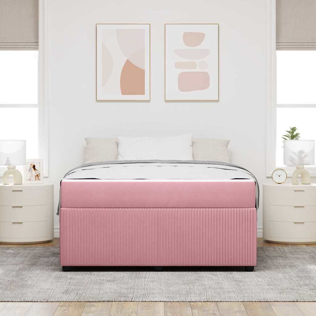 Struttura del letto con materasso Rosa 160 x 200 cm Tessuto | homemem39