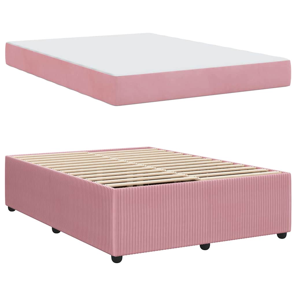 Struttura del letto con materasso Rosa 160 x 200 cm Tessuto | homemem39