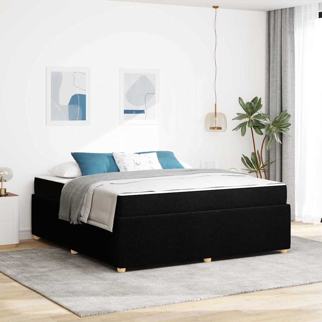 Struttura del letto con materasso Nero 180 x 200 cm Tessuto | homemem39
