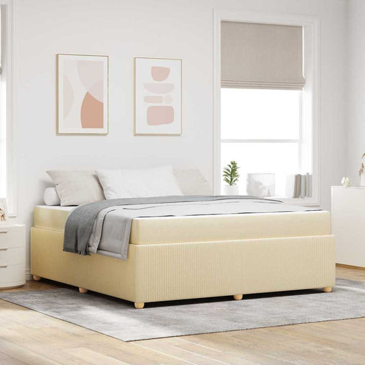 Struttura del letto con materasso Crema 180 x 200 cm Tessuto | homemem39