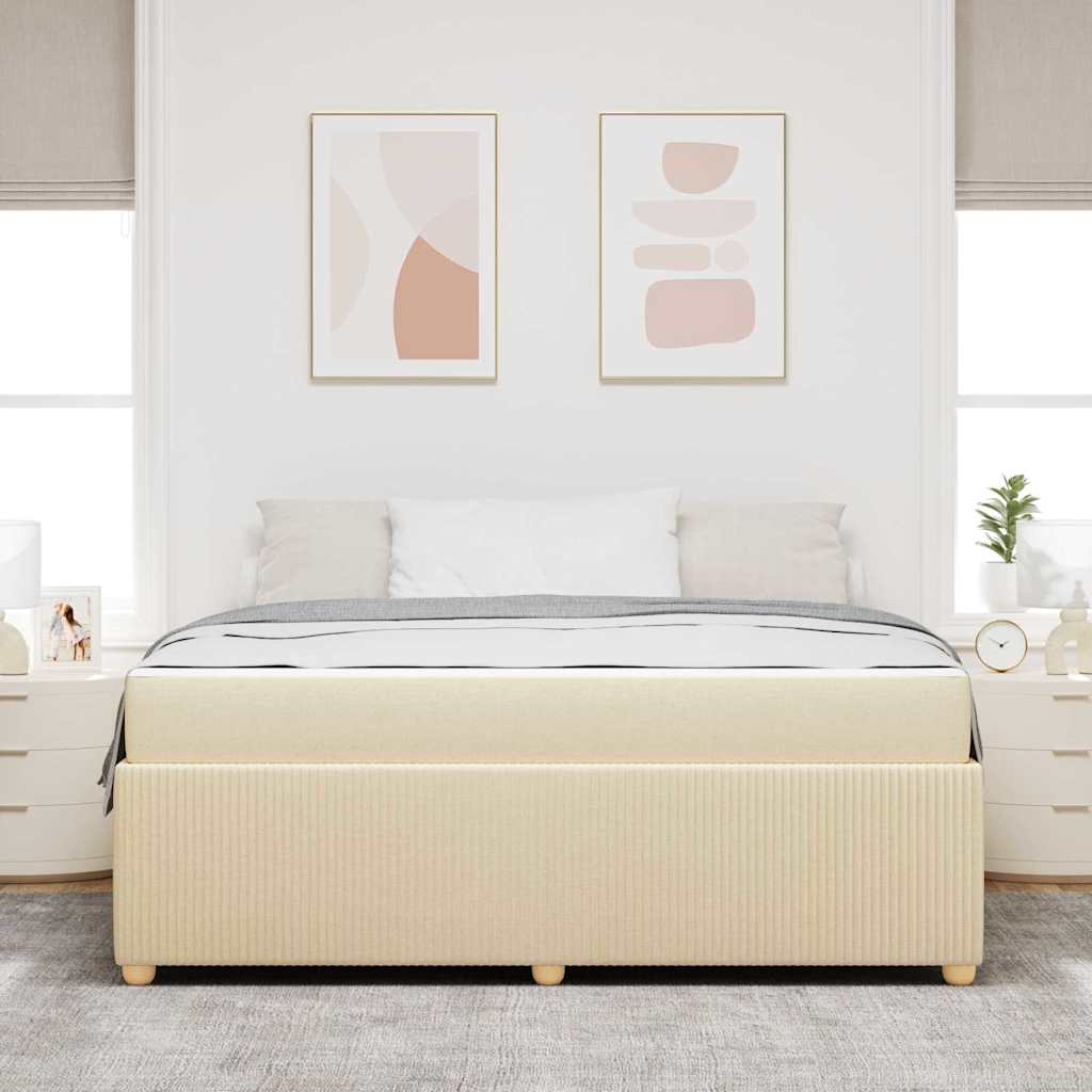 Struttura del letto con materasso Crema 180 x 200 cm Tessuto | homemem39