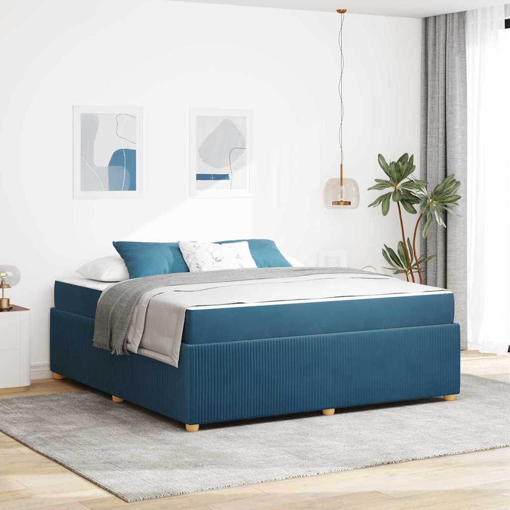 Struttura del letto con materasso Blu 180 x 200 cm Tessuto | homemem39
