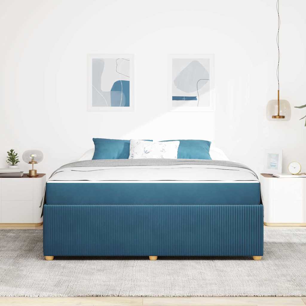 Struttura del letto con materasso Blu 180 x 200 cm Tessuto | homemem39