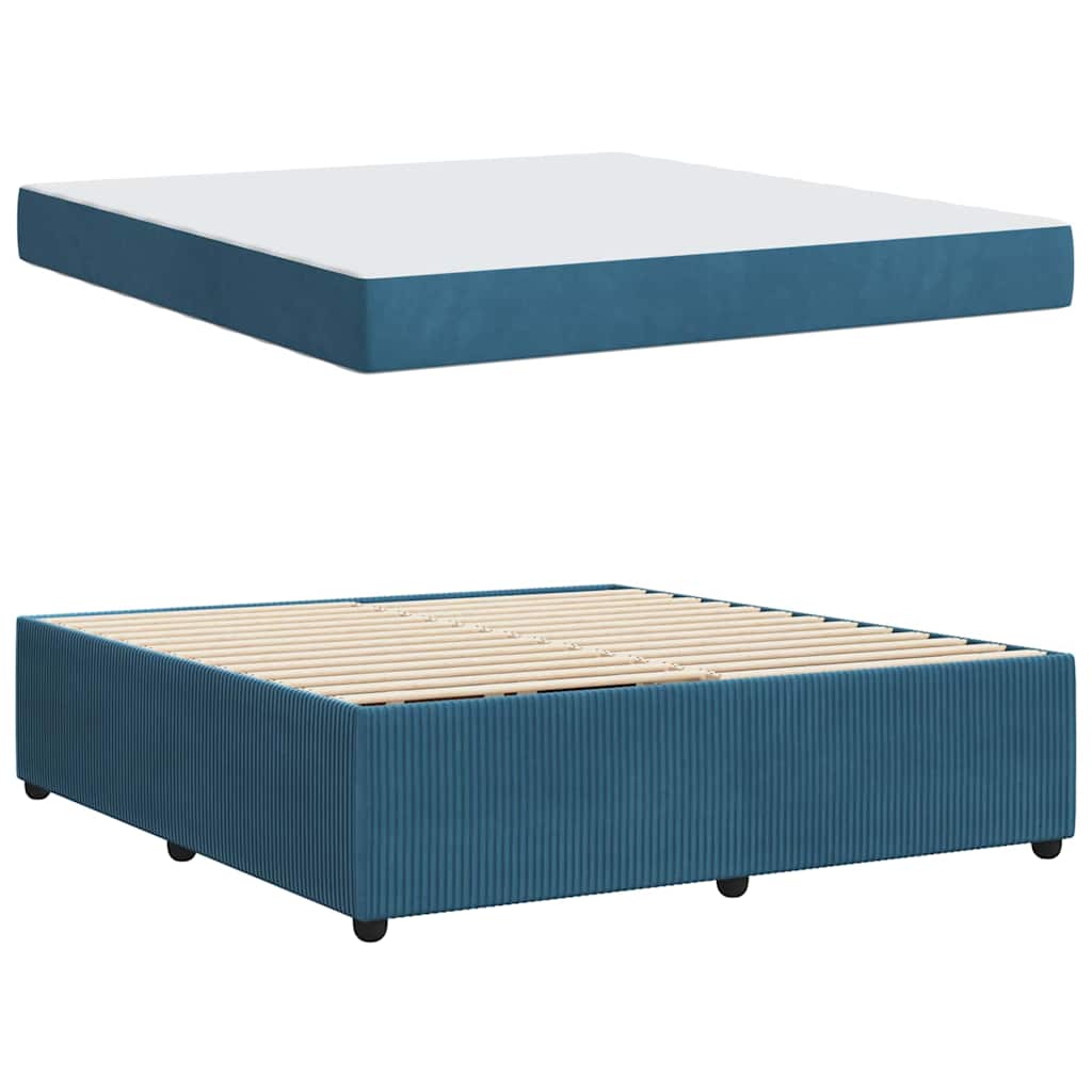 Struttura del letto con materasso Blu 180 x 200 cm Tessuto | homemem39