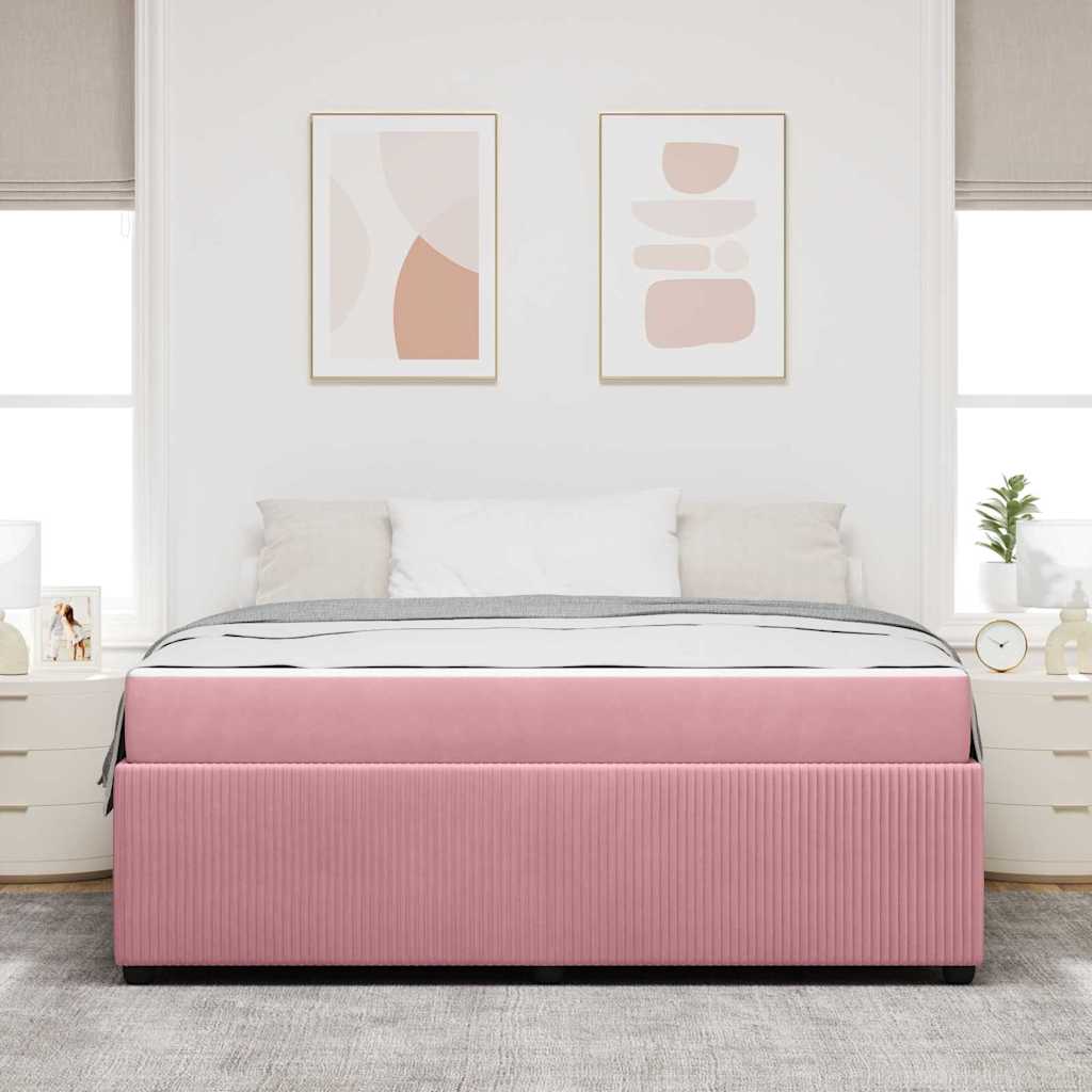 Struttura del letto con materasso Rosa 180 x 200 cm Tessuto | homemem39
