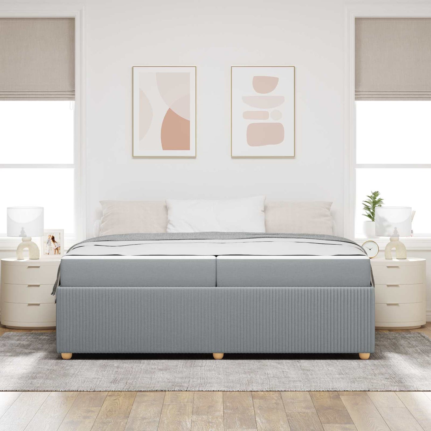 Struttura del letto Grigio chiaro 200 x 200 cm Tessuto | homemem39