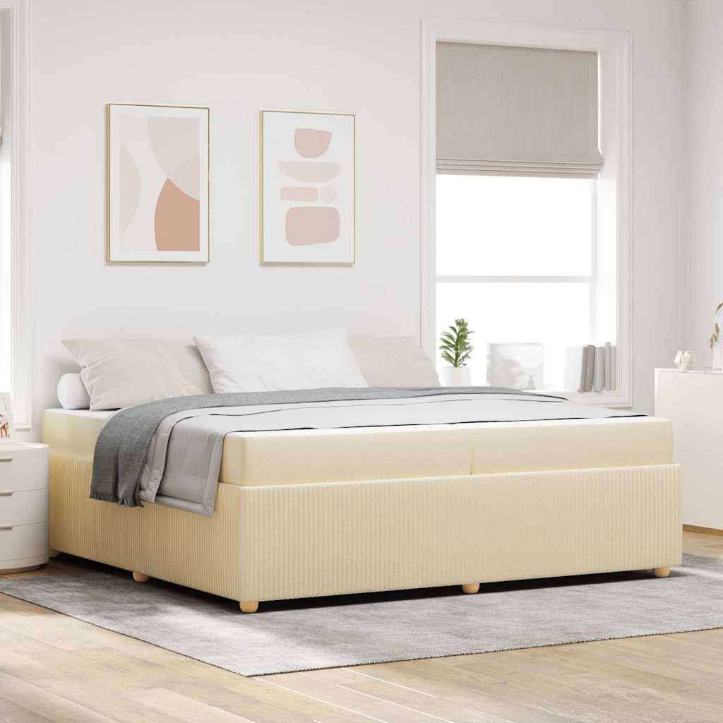 Struttura del letto con materasso Crema 200 x 200 cm Tessuto | homemem39
