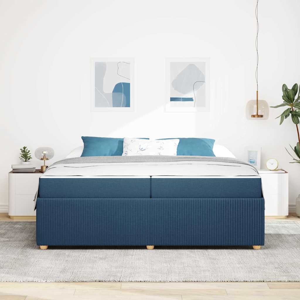 Struttura del letto con materasso Blu 200 x 200 cm Tessuto | homemem39