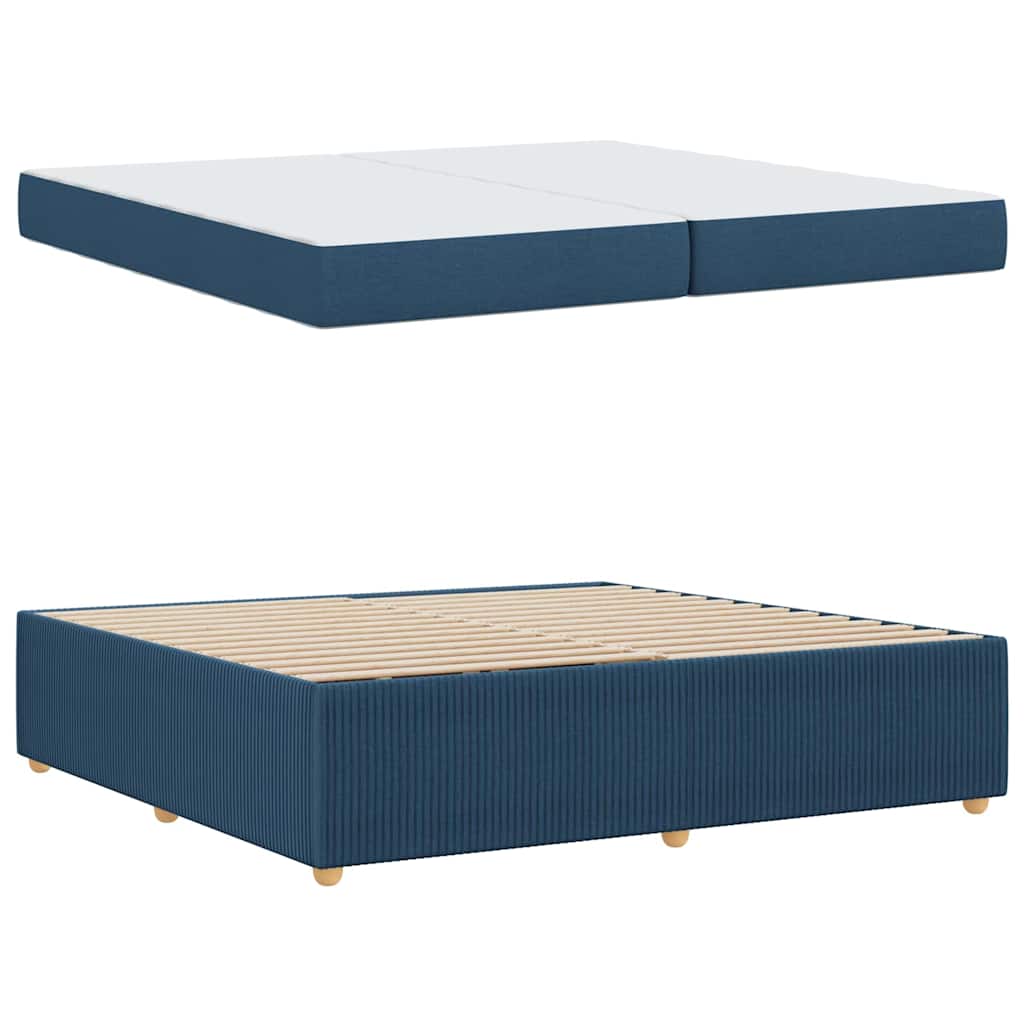 Struttura del letto con materasso Blu 200 x 200 cm Tessuto | homemem39