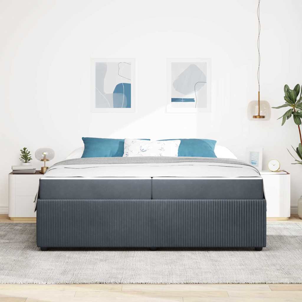 Struttura del letto Grigio scuro 200 x 200 cm Tessuto | homemem39