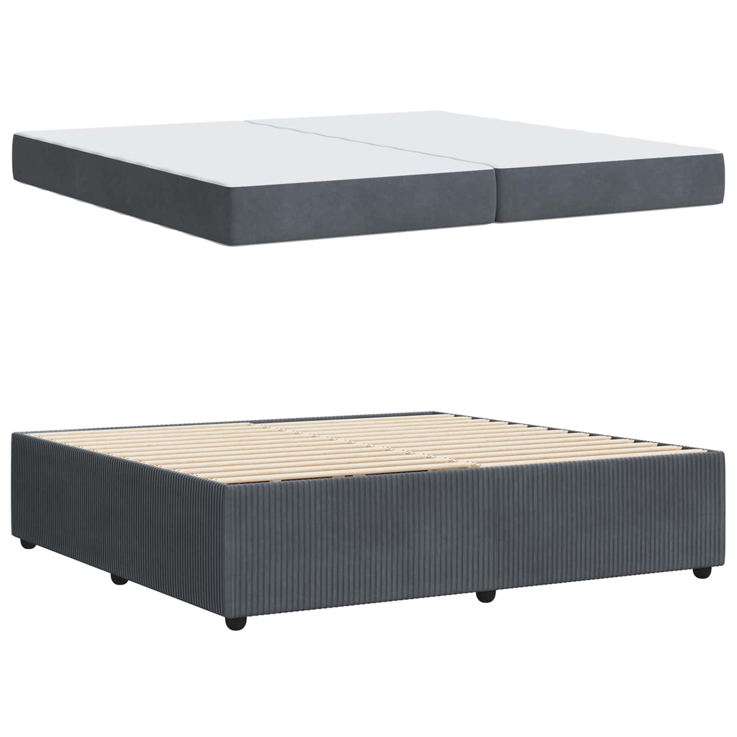 Struttura del letto Grigio scuro 200 x 200 cm Tessuto | homemem39
