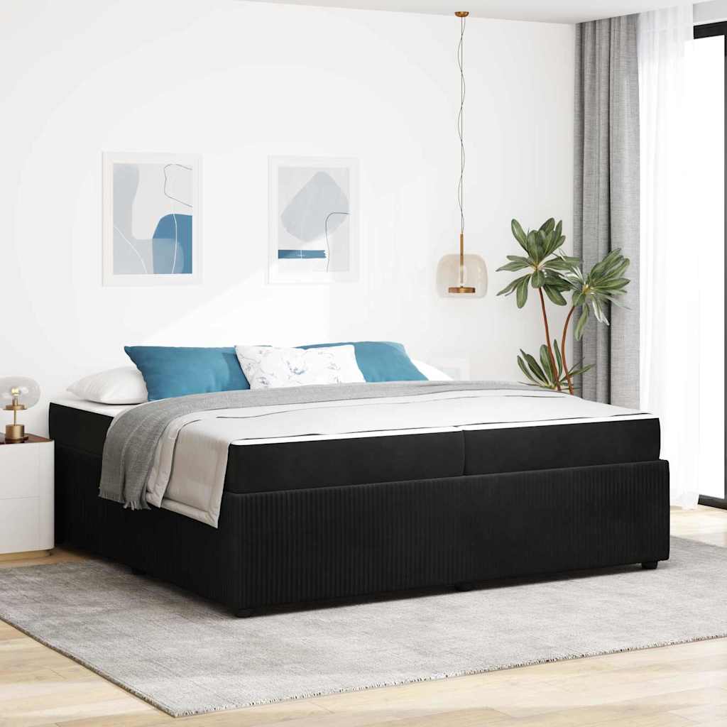 Struttura del letto con materasso Nero 200 x 200 cm Tessuto | homemem39