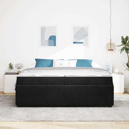 Struttura del letto con materasso Nero 200 x 200 cm Tessuto | homemem39