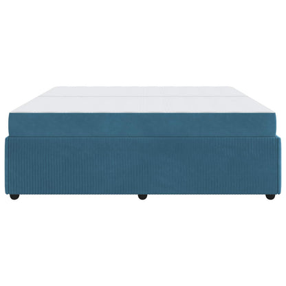 Struttura del letto con materasso Blu 200 x 200 cm Tessuto | homemem39