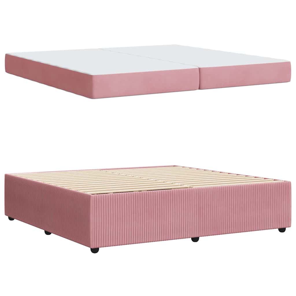 Struttura del letto con materasso Rosa 200 x 200 cm Tessuto | homemem39