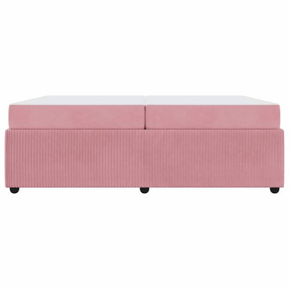 Struttura del letto con materasso Rosa 200 x 200 cm Tessuto | homemem39