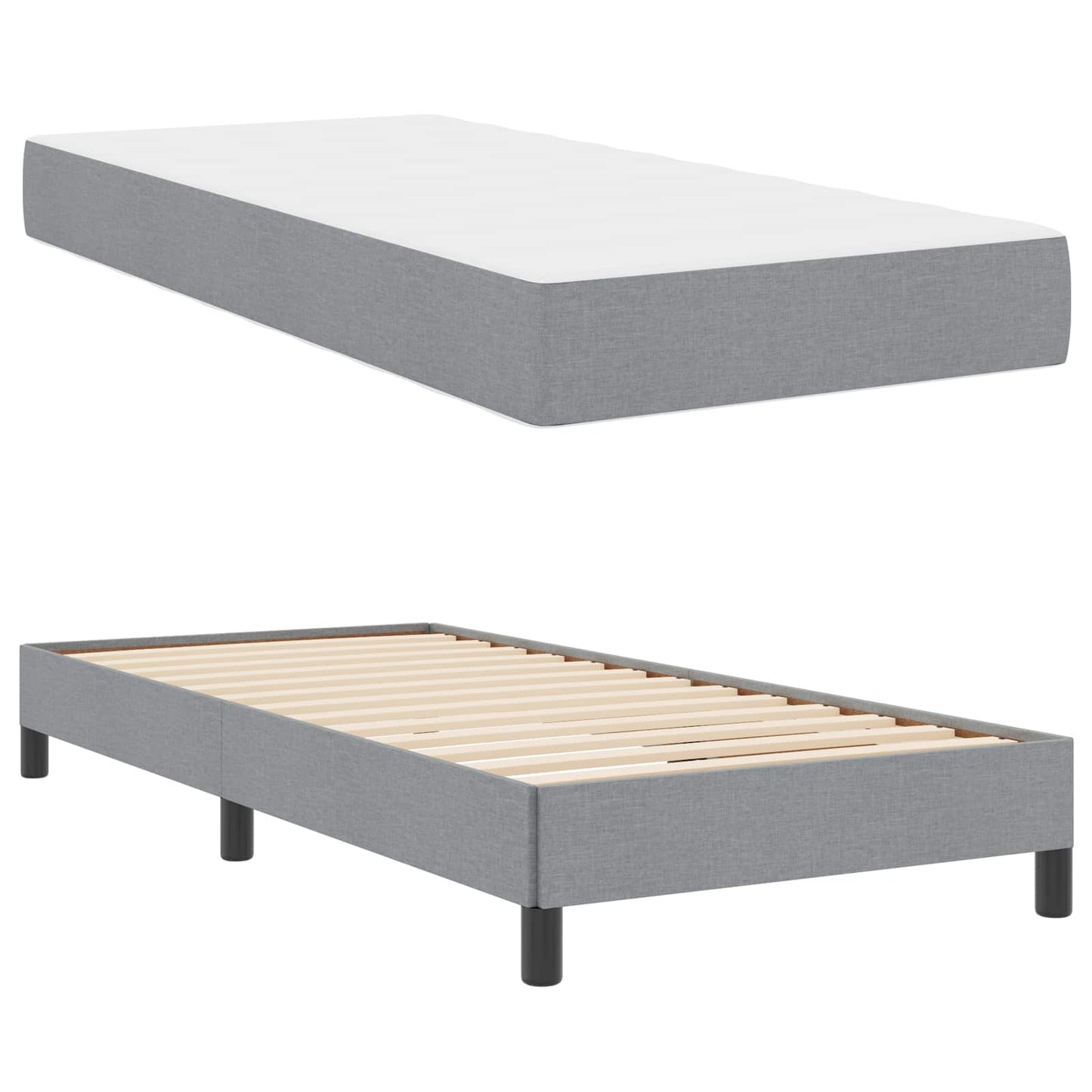 Letto a molle con materasso Grigio chiaro 90 x 200 cm Tessuto | homemem39