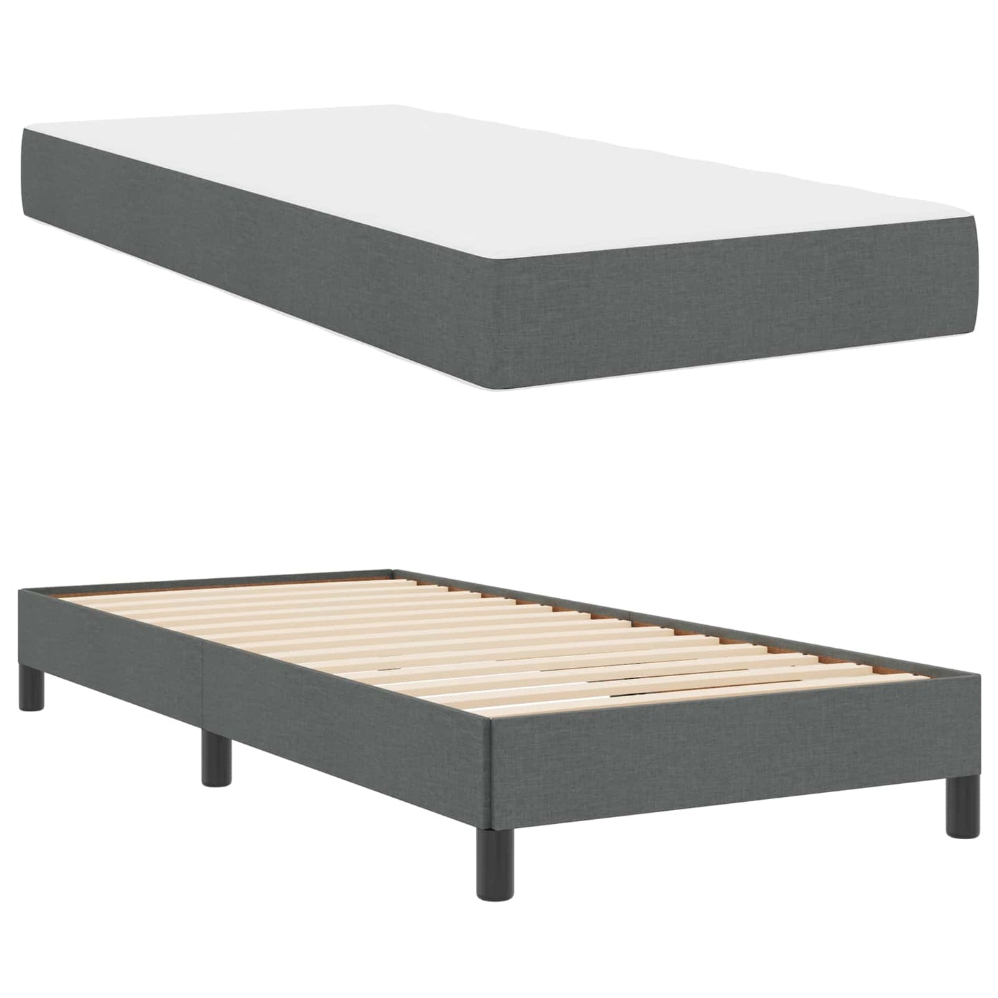Letto a molle con materasso Grigio scuro 90 x 200 cm Tessuto | homemem39