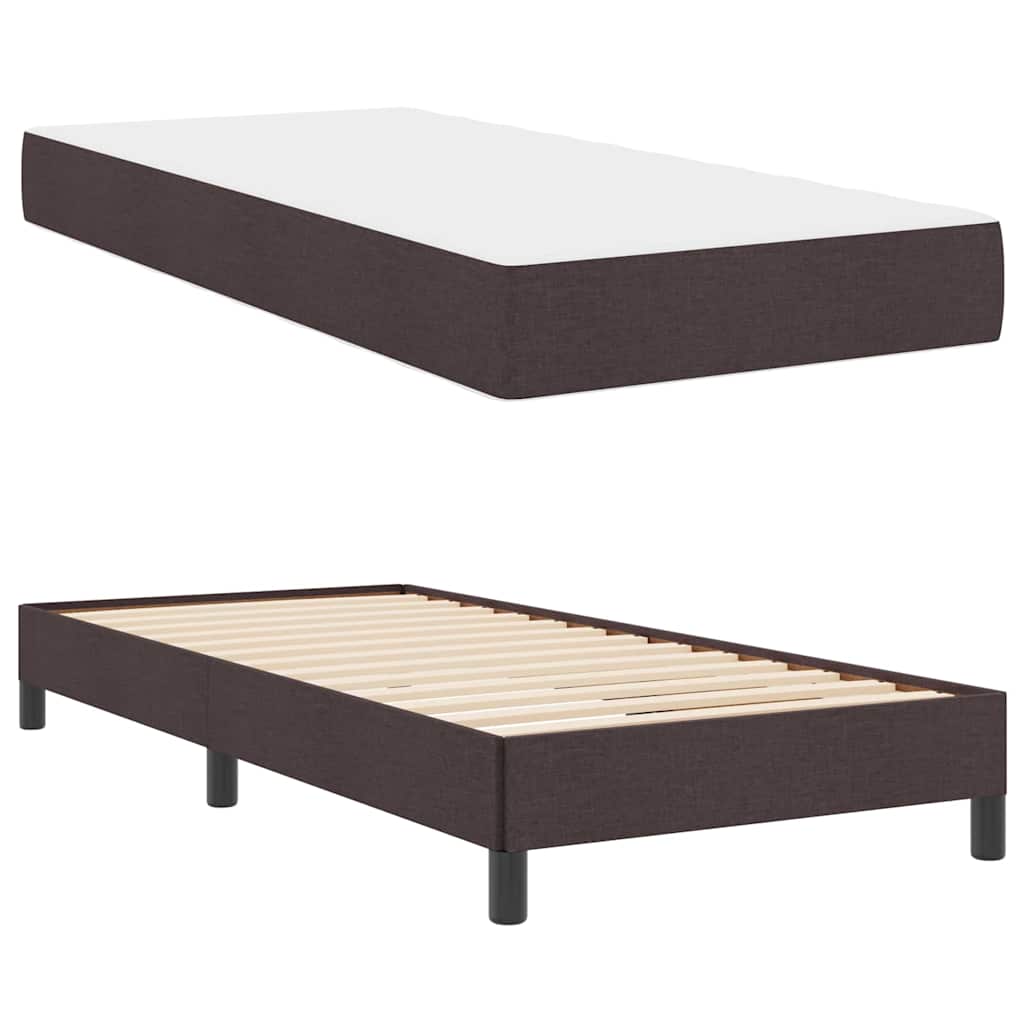Letto a molle con materasso Marrone Scuro 90 x 200 cm Tessuto | homemem39