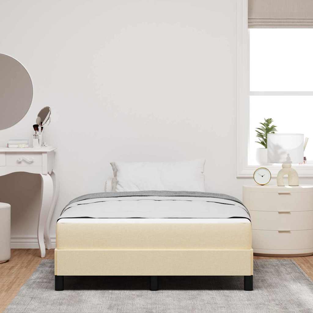 Letto a molle con materasso Crema 140 x 190 cm Tessuto | homemem39