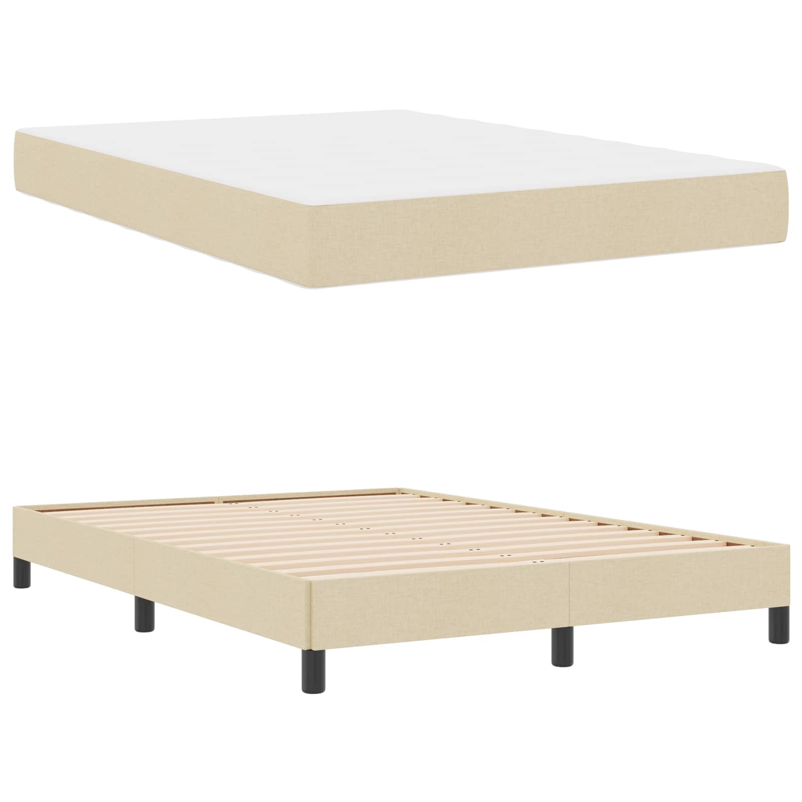 Letto a molle con materasso Crema 140 x 190 cm Tessuto | homemem39