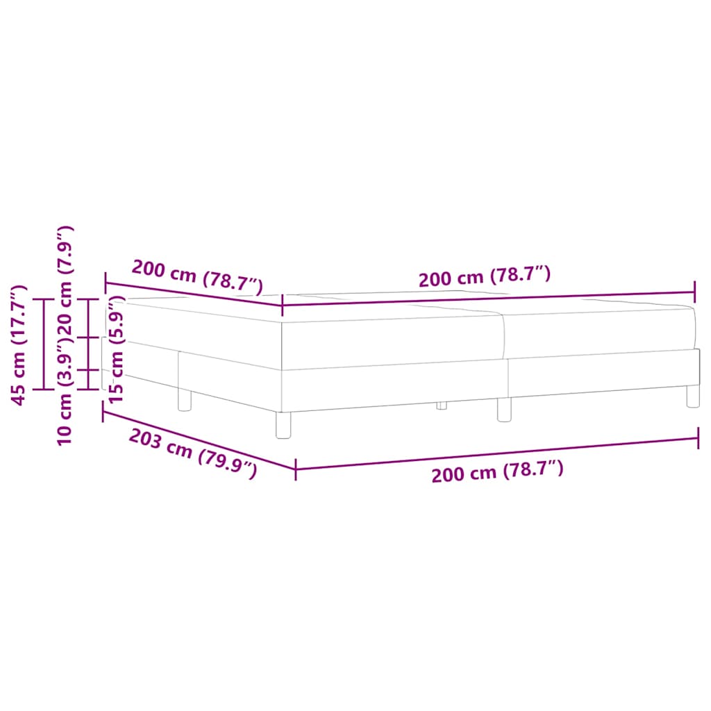Letto a molle con materasso Grigio scuro 200 x 200 cm Tessuto | homemem39