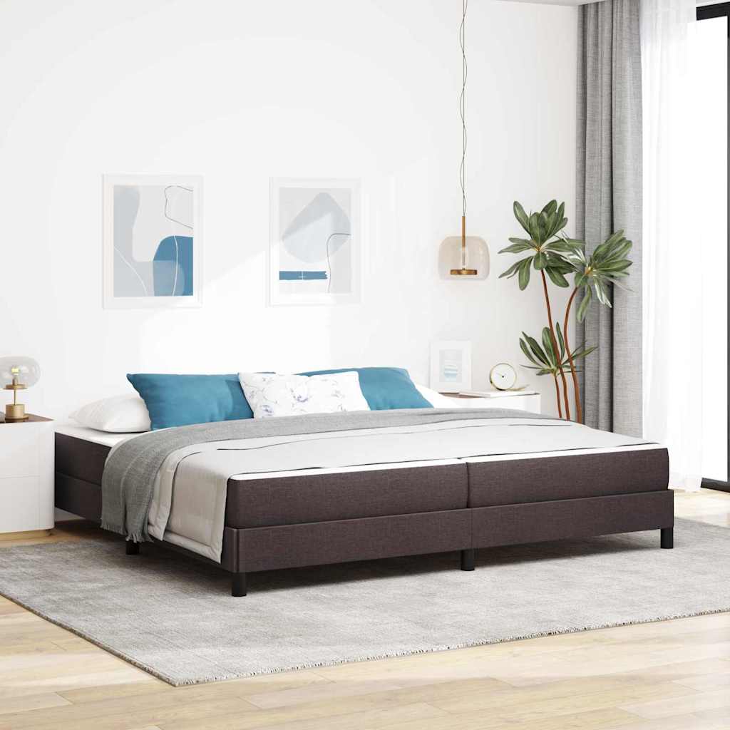 Letto a molle con materasso Marrone Scuro 200 x 200 cm Tessuto | homemem39