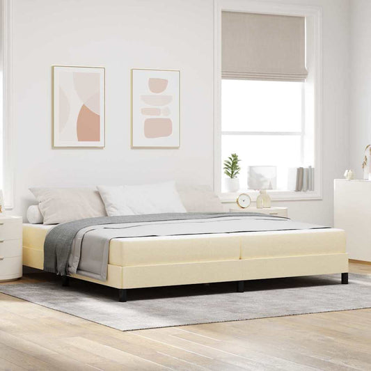 Letto a molle con materasso Crema 200 x 200 cm Tessuto | homemem39