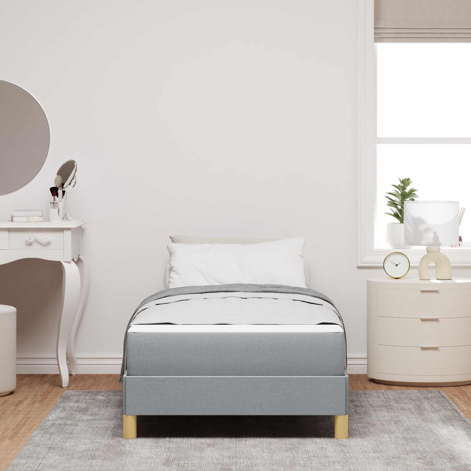 Letto a molle con materasso Grigio chiaro 90 x 190 cm Tessuto | homemem39