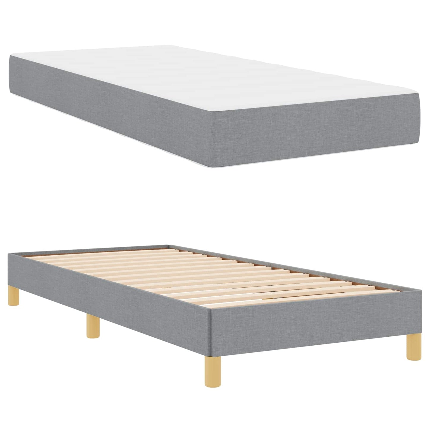 Letto a molle con materasso Grigio chiaro 90 x 200 cm Tessuto | homemem39