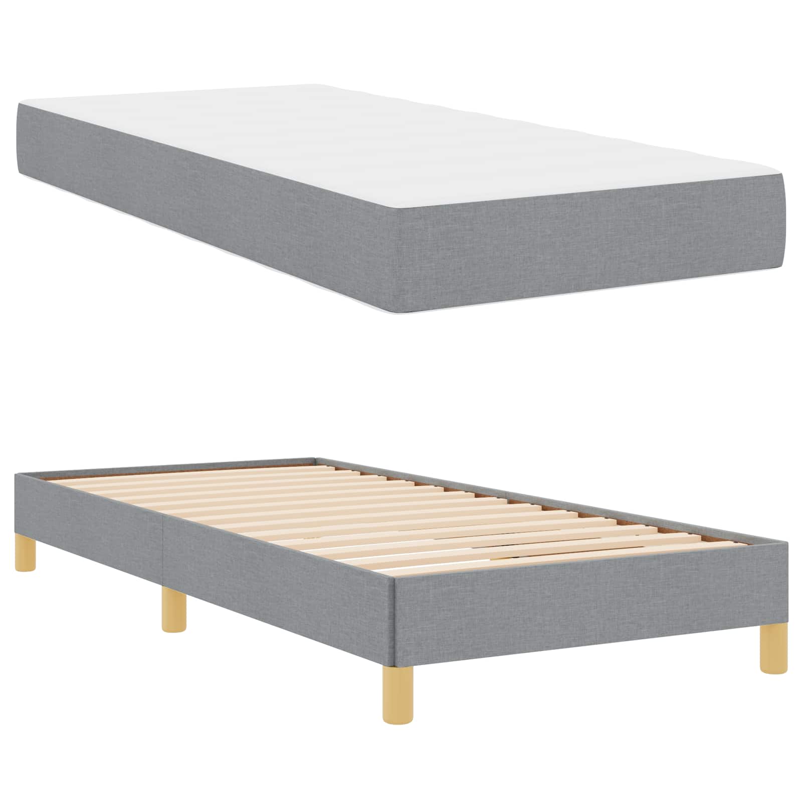 Letto a molle con materasso Grigio chiaro 90 x 200 cm Tessuto | homemem39