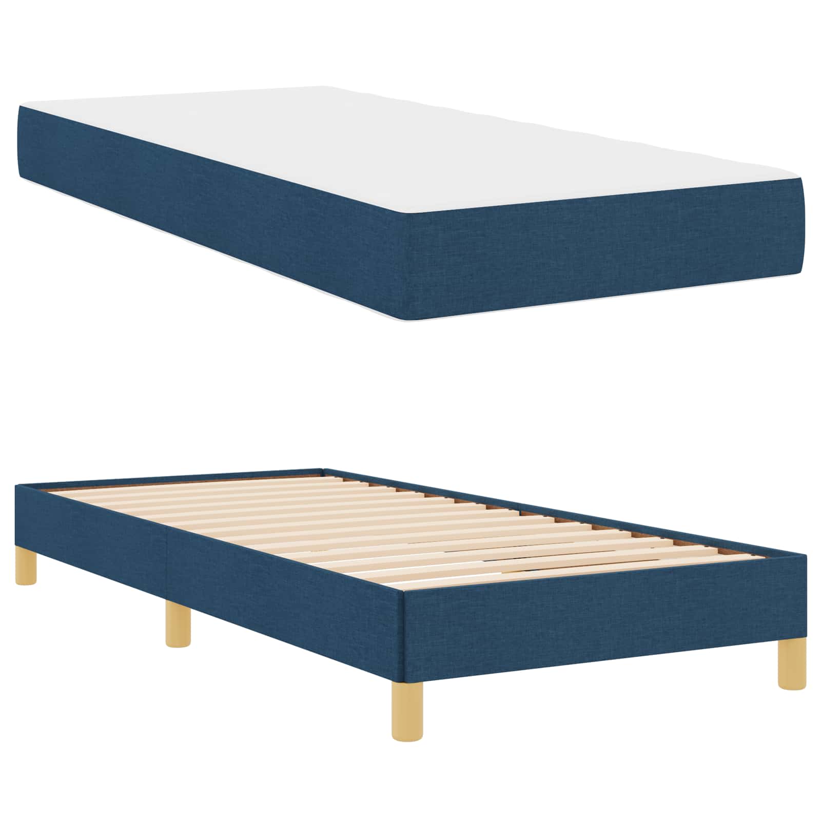 Letto a molle con materasso Blu 90 x 200 cm Tessuto | homemem39