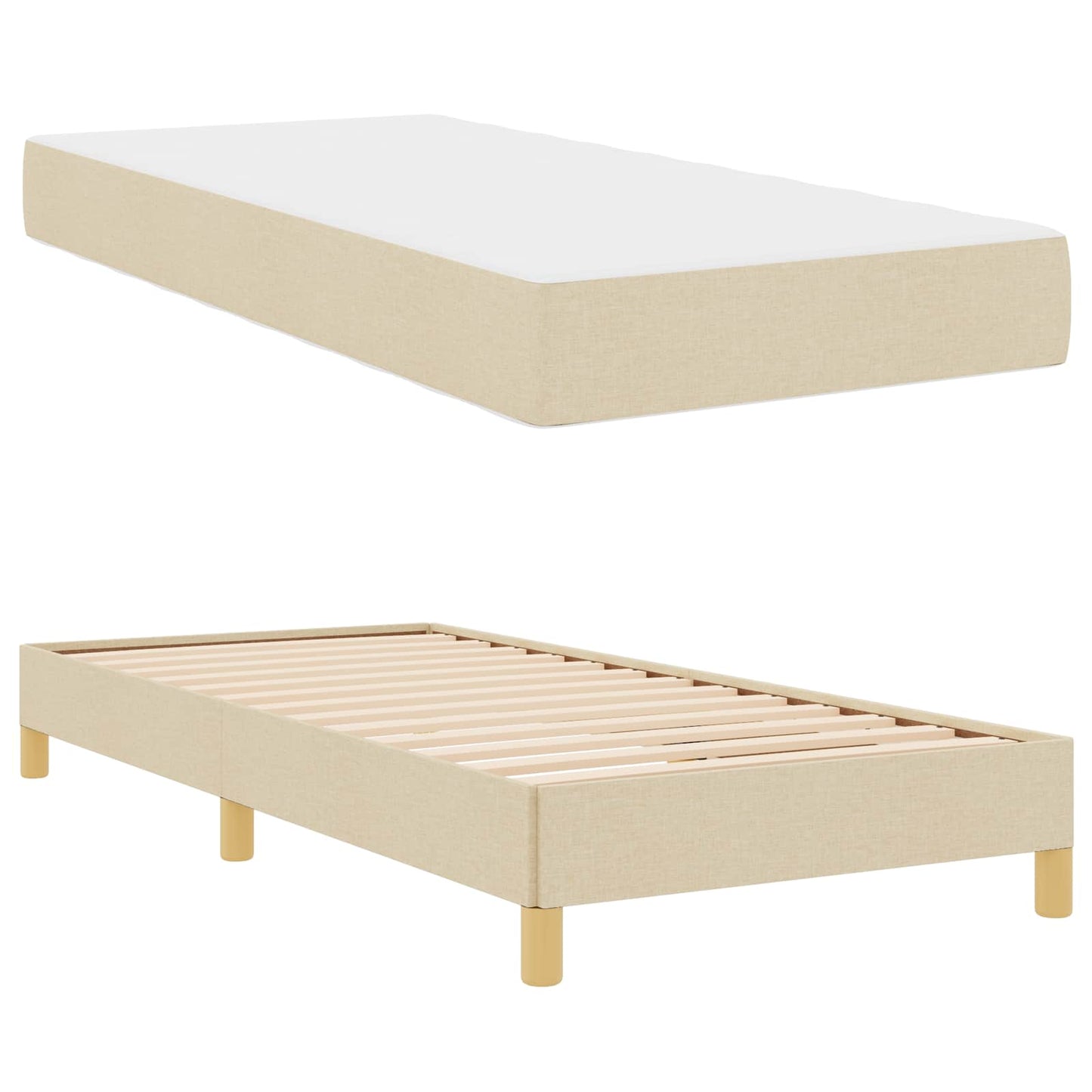 Letto a molle con materasso Crema 100 x 200 cm Tessuto | homemem39