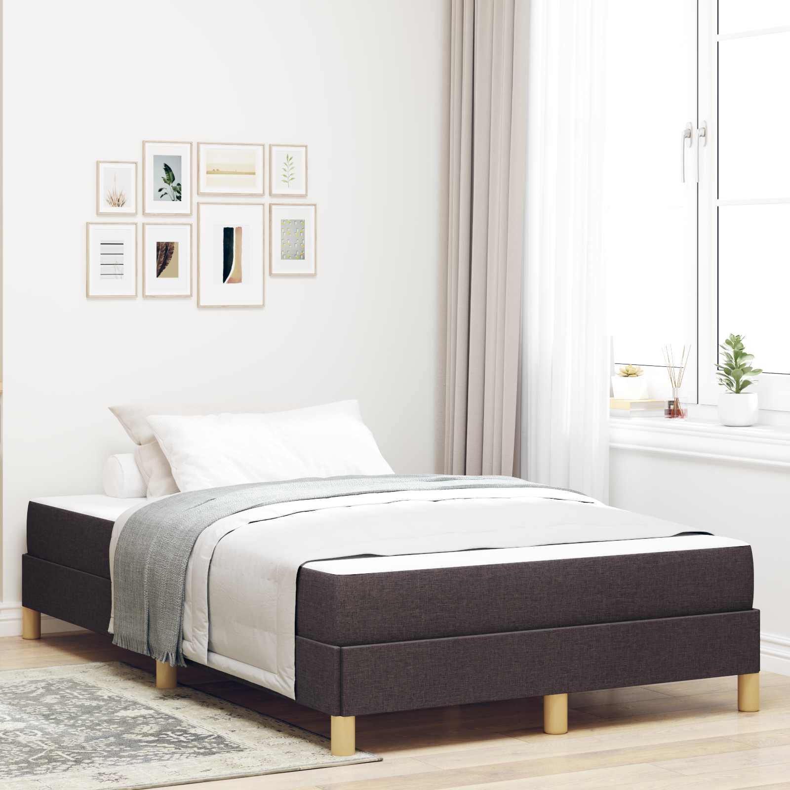 Letto a molle con materasso Marrone Scuro 120 x 190 cm Tessuto | homemem39