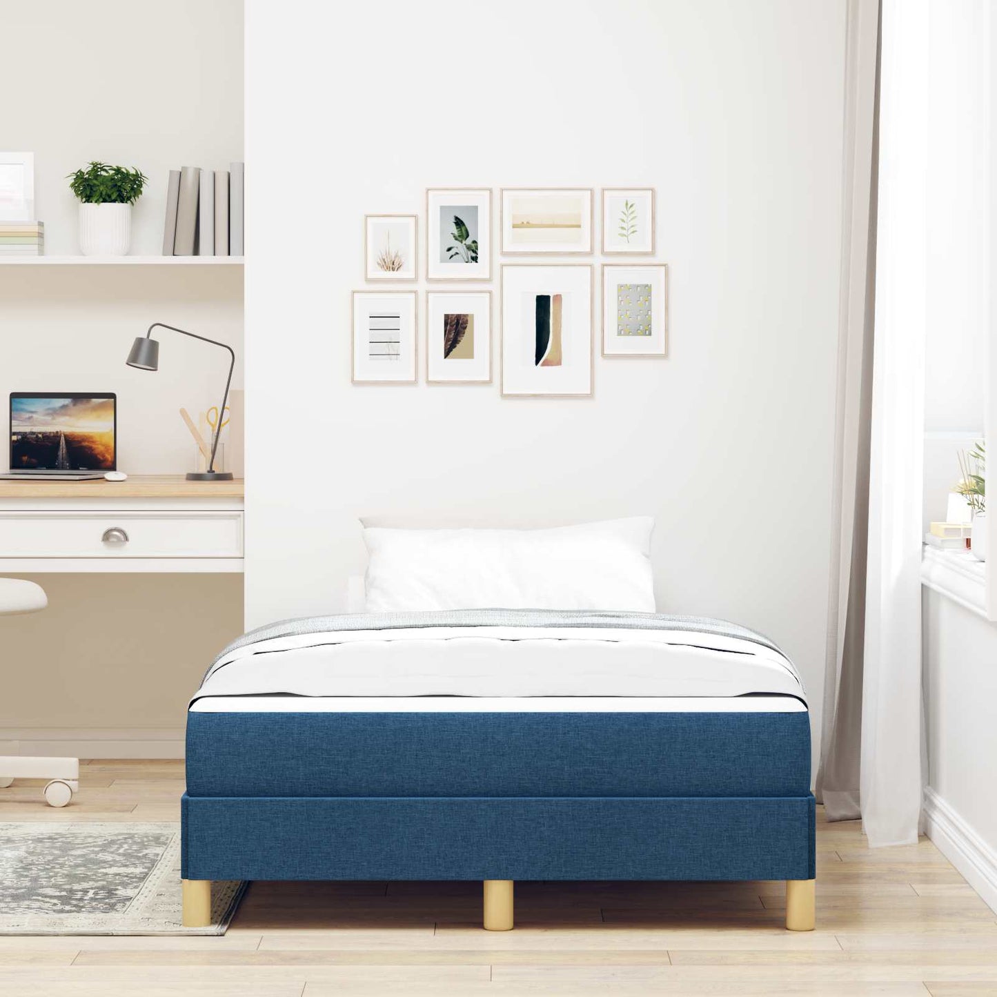 Letto a molle con materasso Blu 120 x 190 cm Tessuto | homemem39