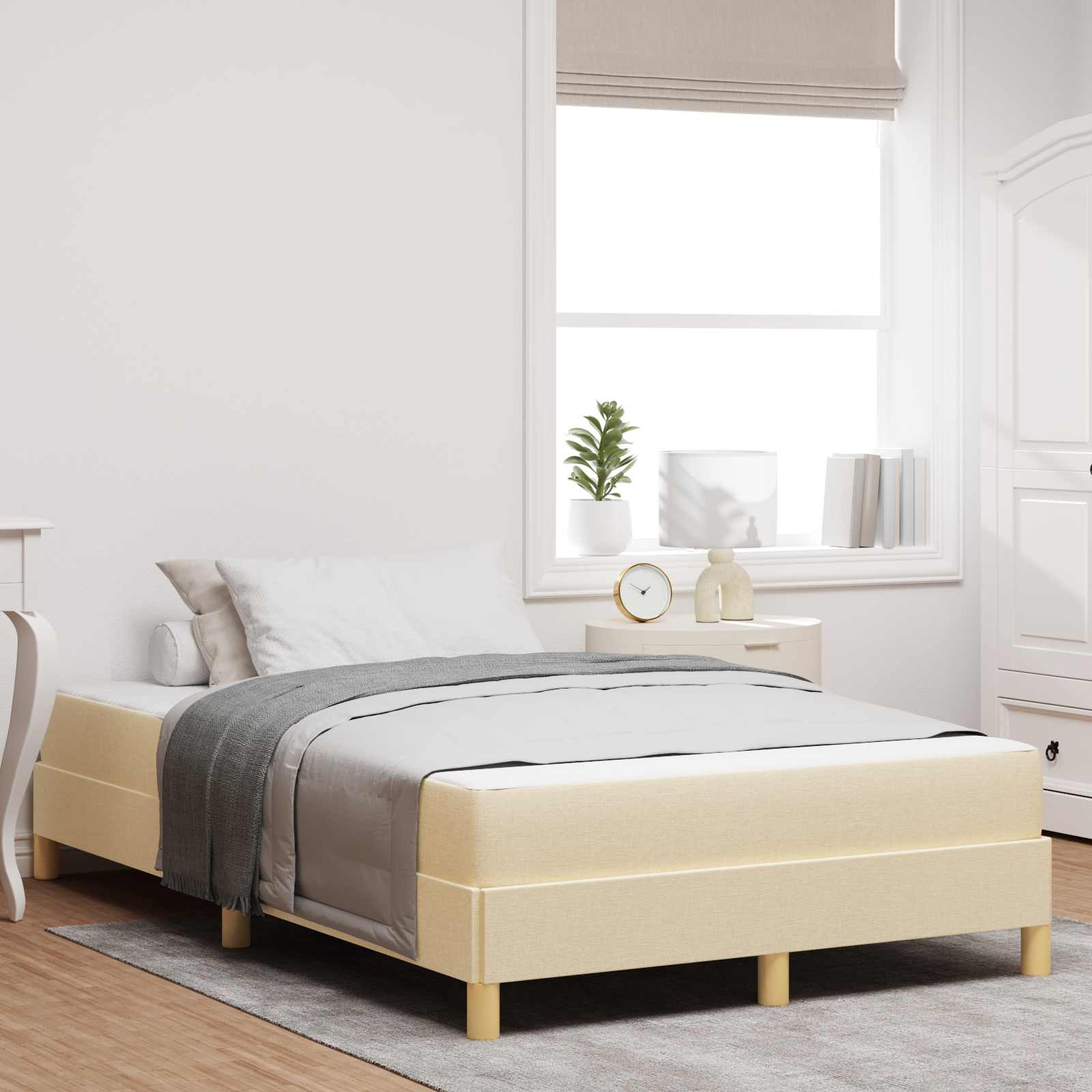 Letto a molle con materasso Crema 120 x 200 cm Tessuto | homemem39