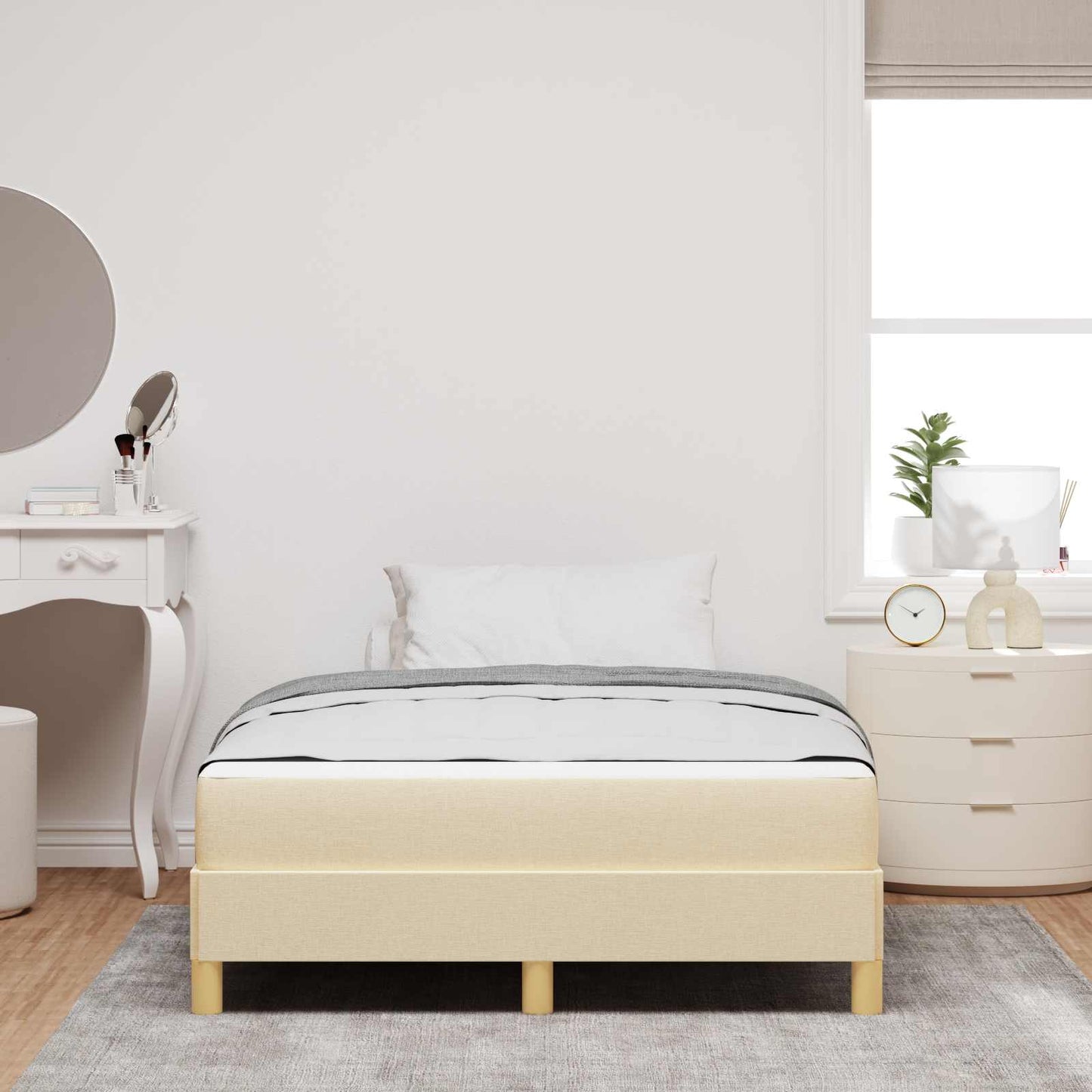 Letto a molle con materasso Crema 120 x 200 cm Tessuto | homemem39