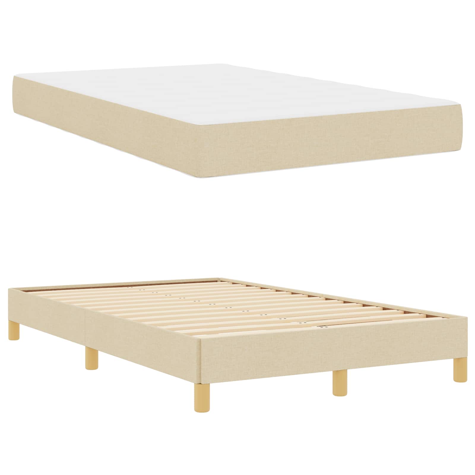 Letto a molle con materasso Crema 120 x 200 cm Tessuto | homemem39
