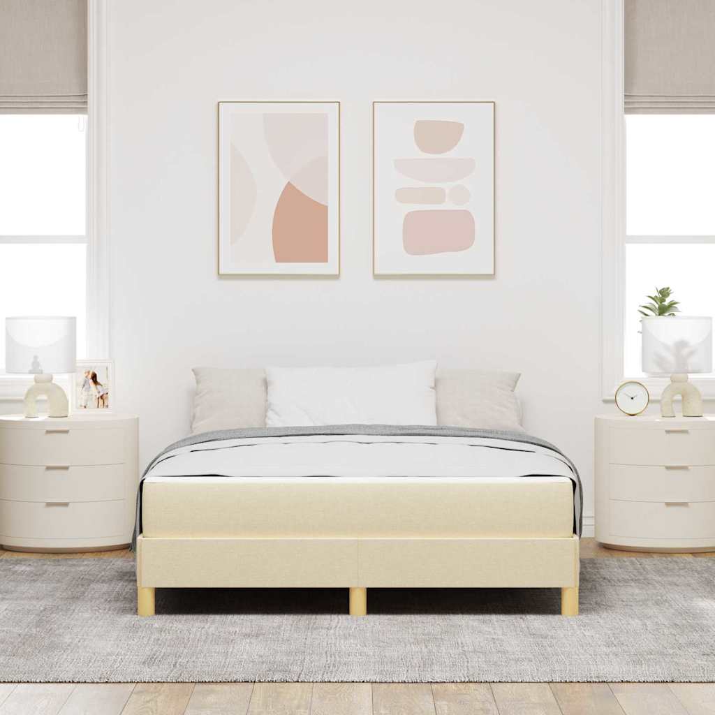 Letto a molle con materasso Crema 140 x 190 cm Tessuto | homemem39