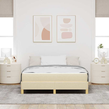 Letto a molle con materasso Crema 140 x 190 cm Tessuto | homemem39