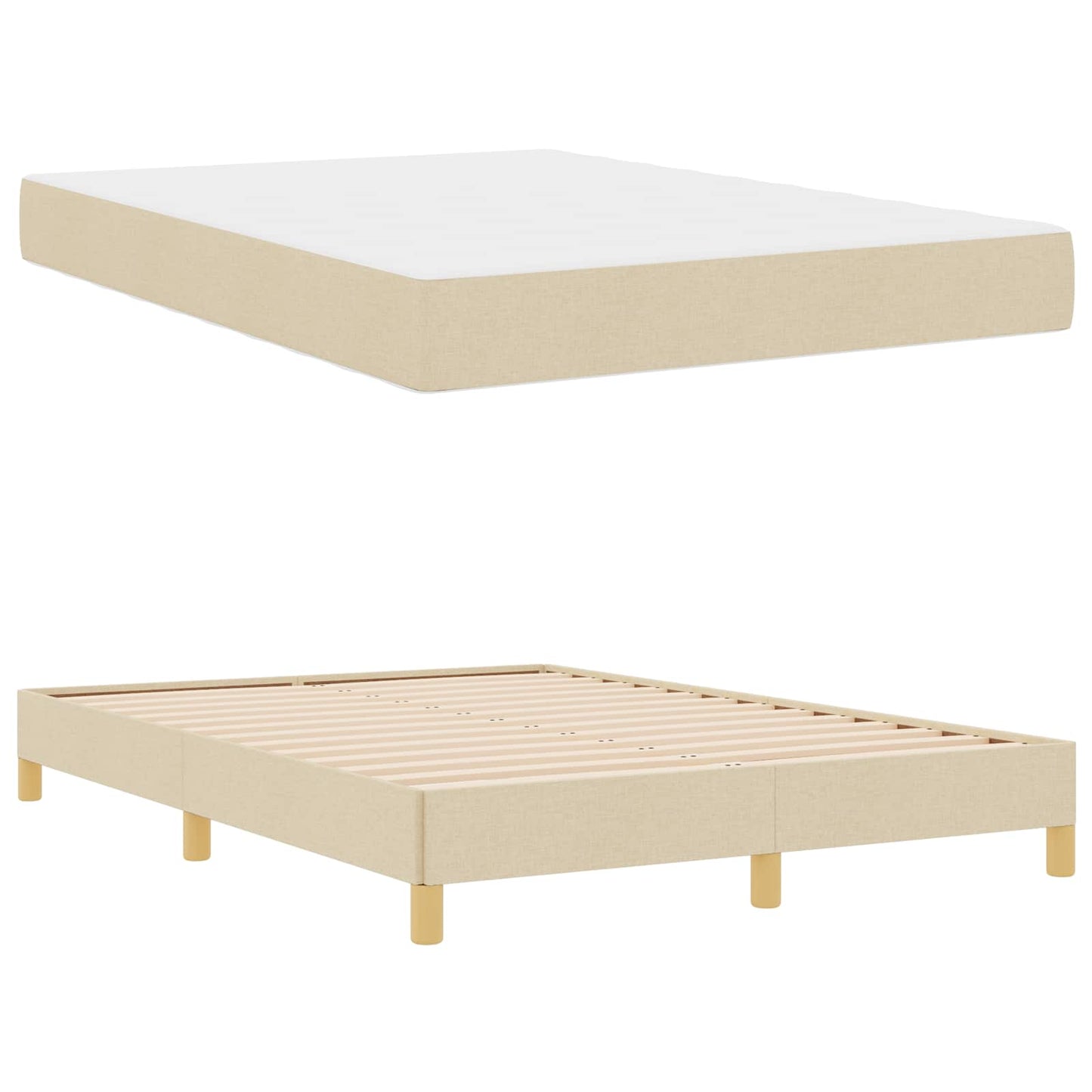 Letto a molle con materasso Crema 140 x 190 cm Tessuto | homemem39