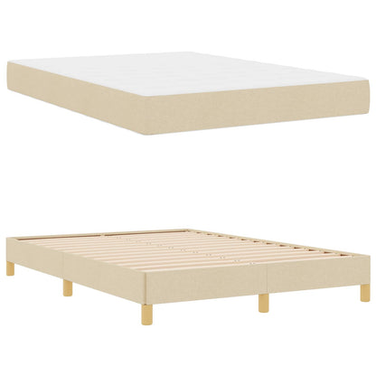 Letto a molle con materasso Crema 140 x 190 cm Tessuto | homemem39