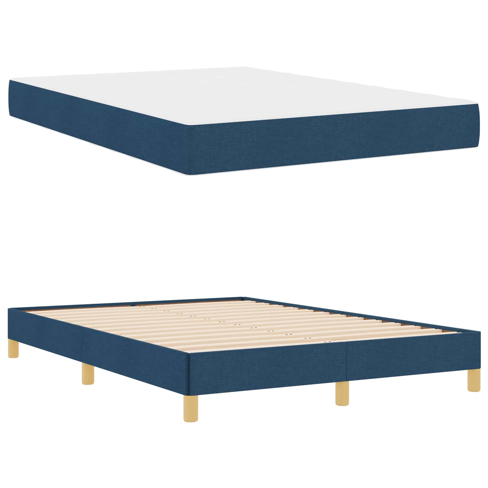 Letto a molle con materasso Blu 140 x 200 cm Tessuto | homemem39