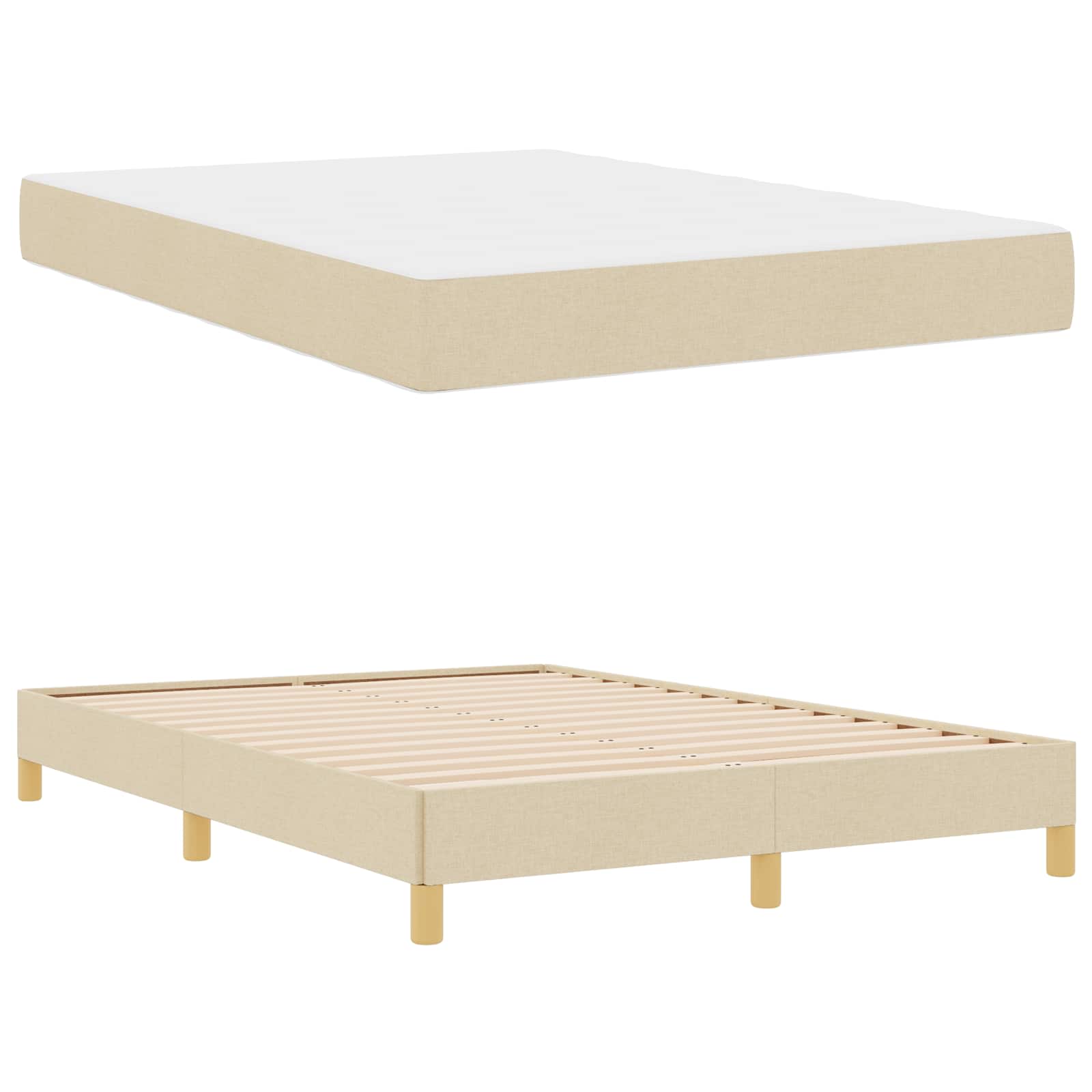 Letto a molle con materasso Crema 160 x 200 cm Tessuto | homemem39