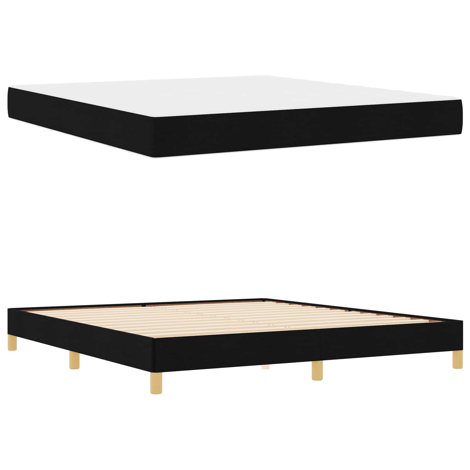 Letto a molle con materasso Nero 180 x 200 cm Tessuto | homemem39