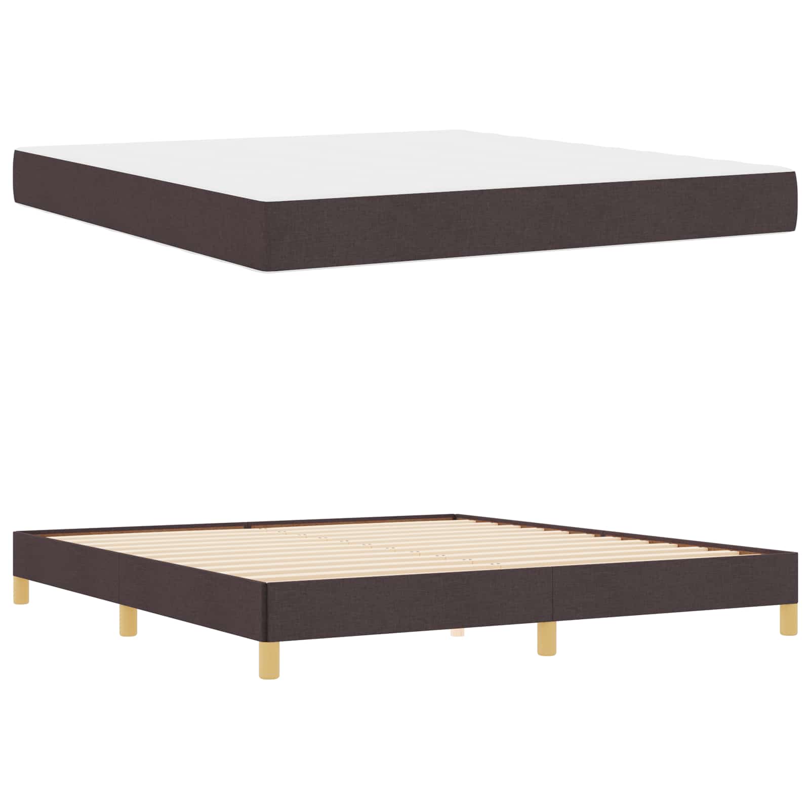 Letto a molle con materasso Marrone Scuro 180 x 200 cm Tessuto | homemem39